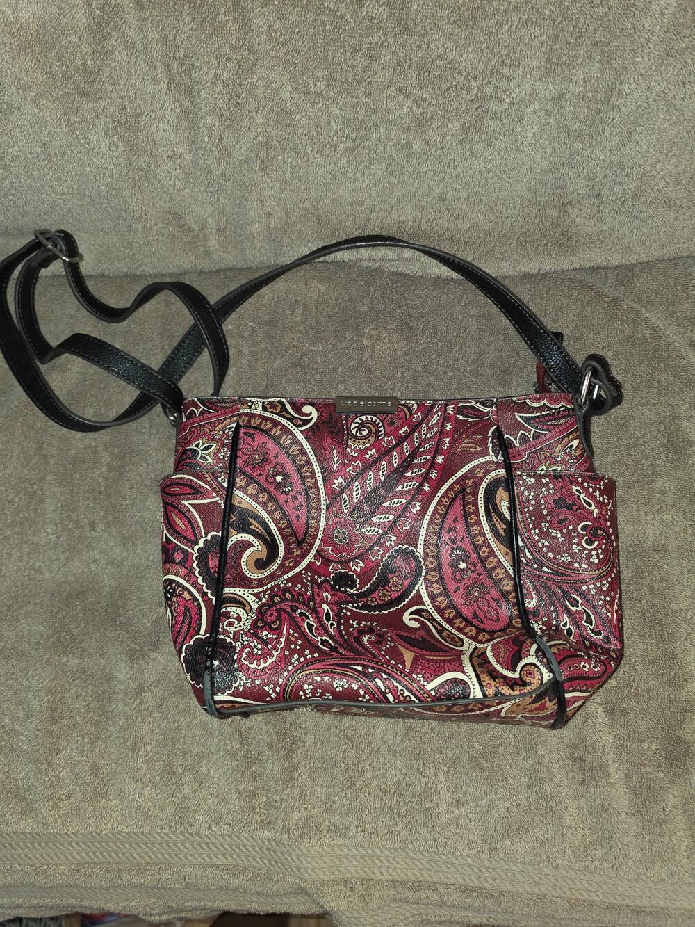 Liz Claiborne Paisley Shoulder Bag Purse Pink Purple Boho Cottagecore